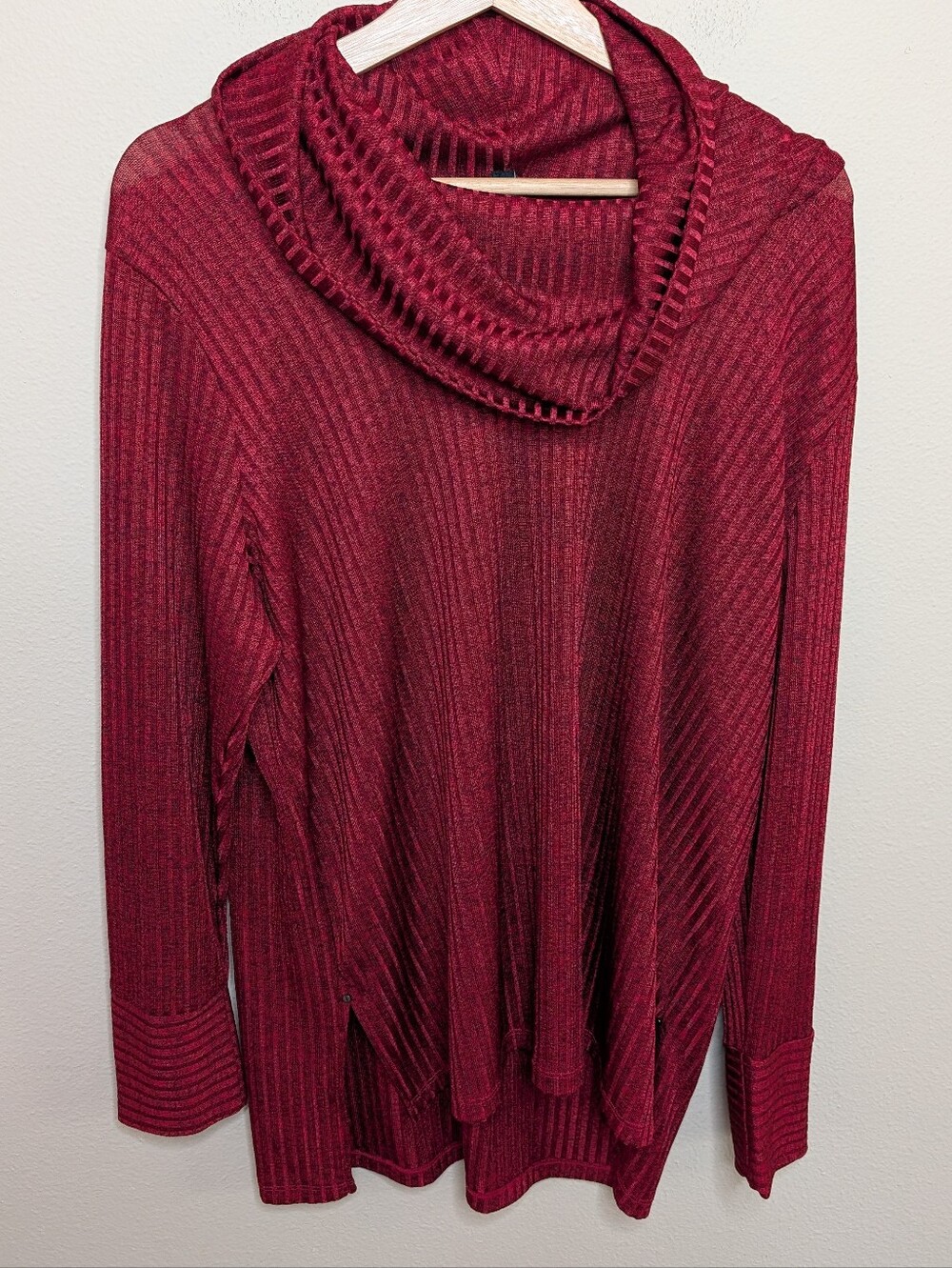 Jones New York Red Cowl Neck Ribbed Sweater 1X